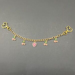 Coach Gold Bracelet with Pink Heart and Cherry Charms